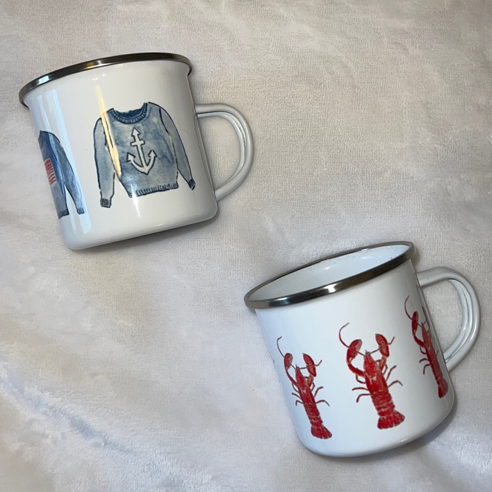 Coastal tin mugs